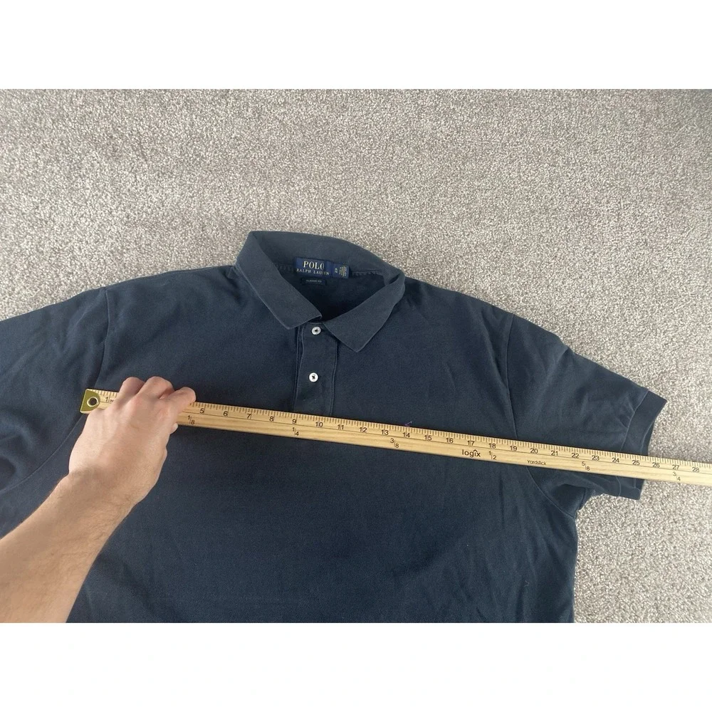 Polo Ralph Lauren Solid Black Polo Shirt Mens XL Purple Pony Cotton Preppy Work